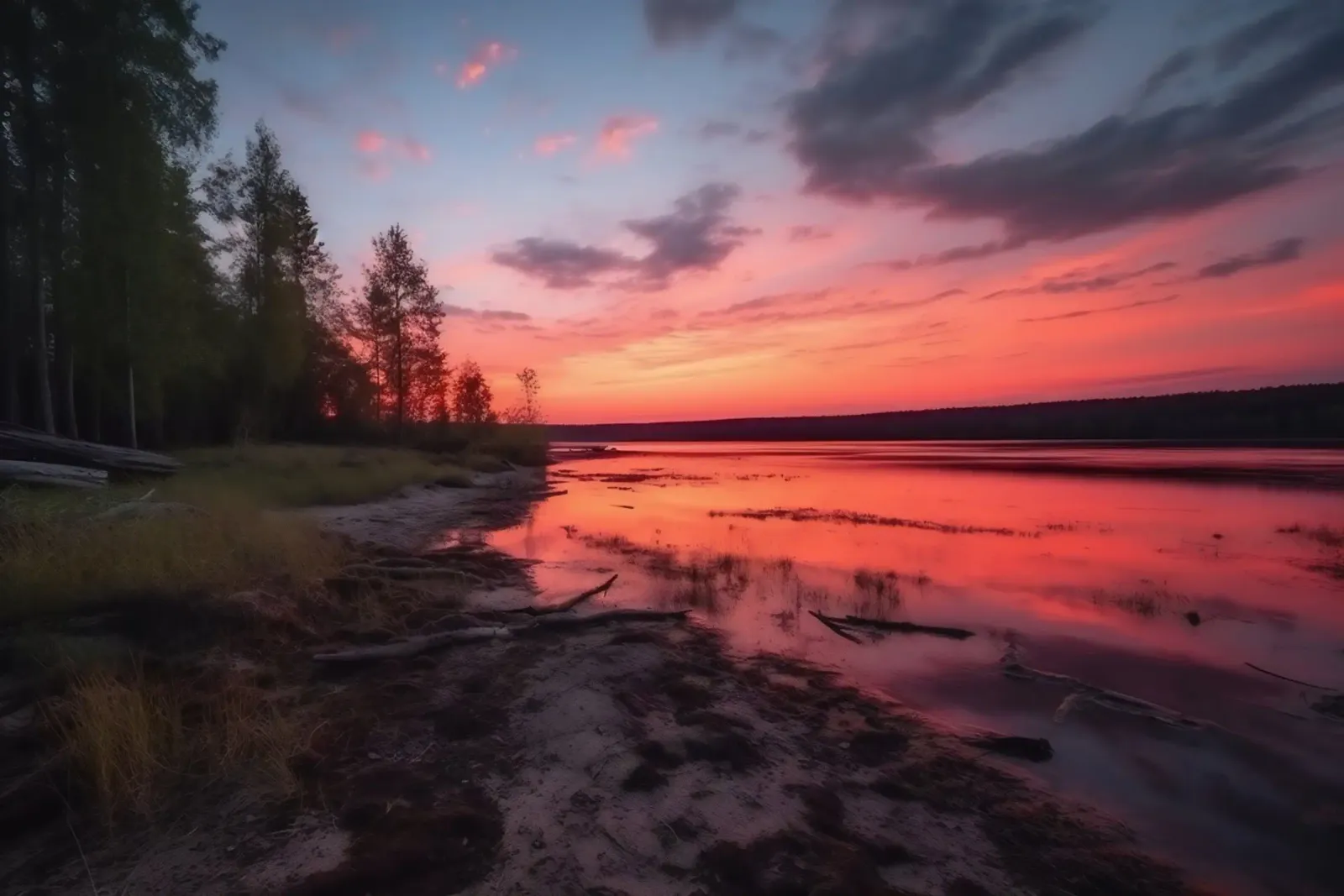Foresta al Fulss con tramonto plexiglass da PosterPrint