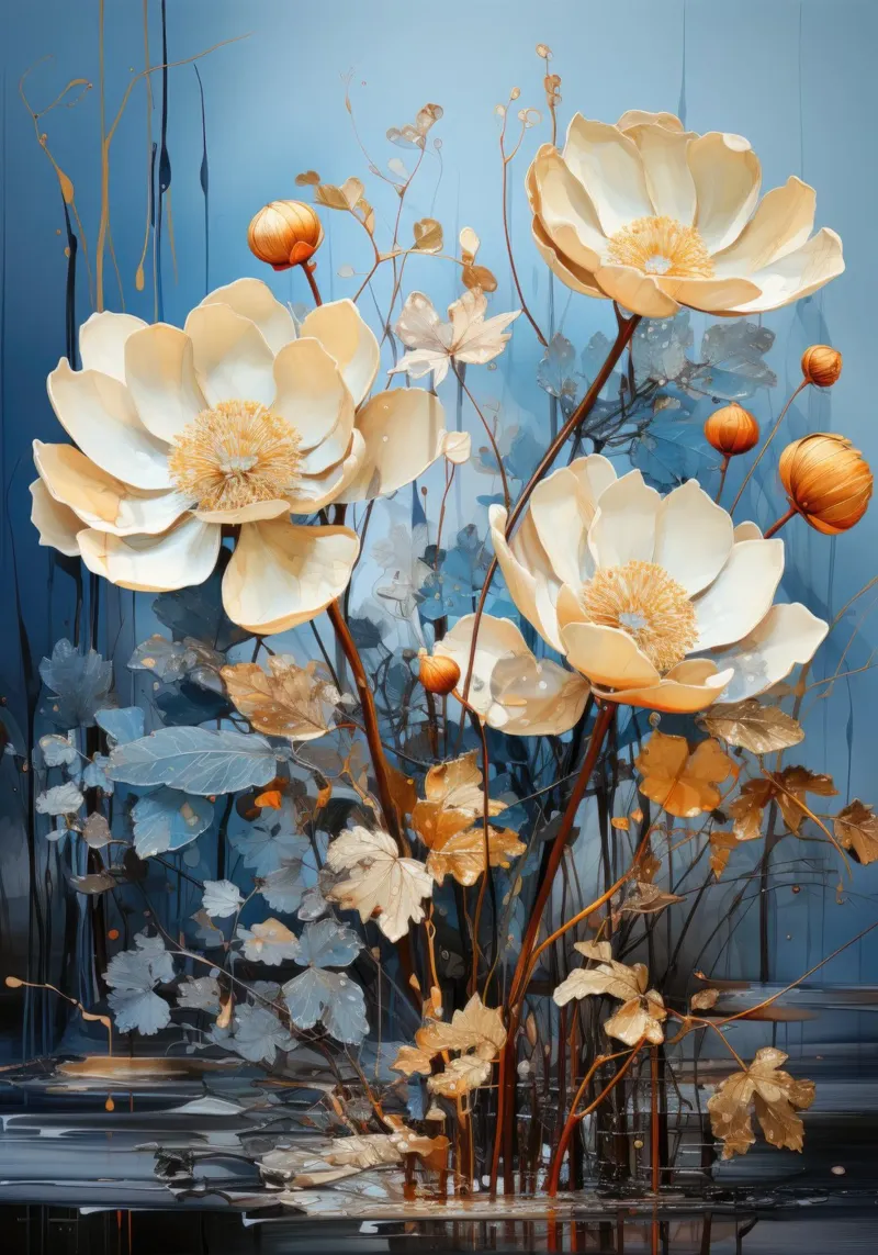 Abstracte moderne bloemen canvas met Baklijst van PosterPrint