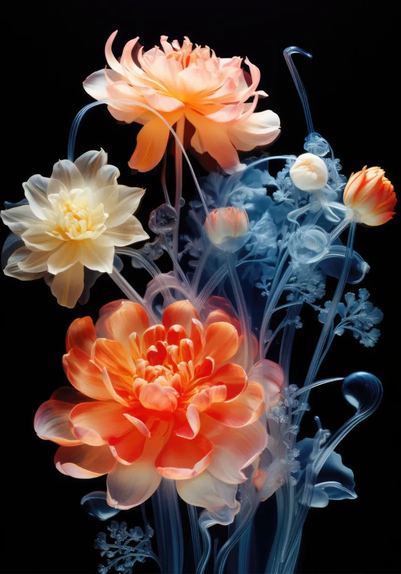 Strass fiore X-Ray tela con Cornice a cassetta da PosterPrint