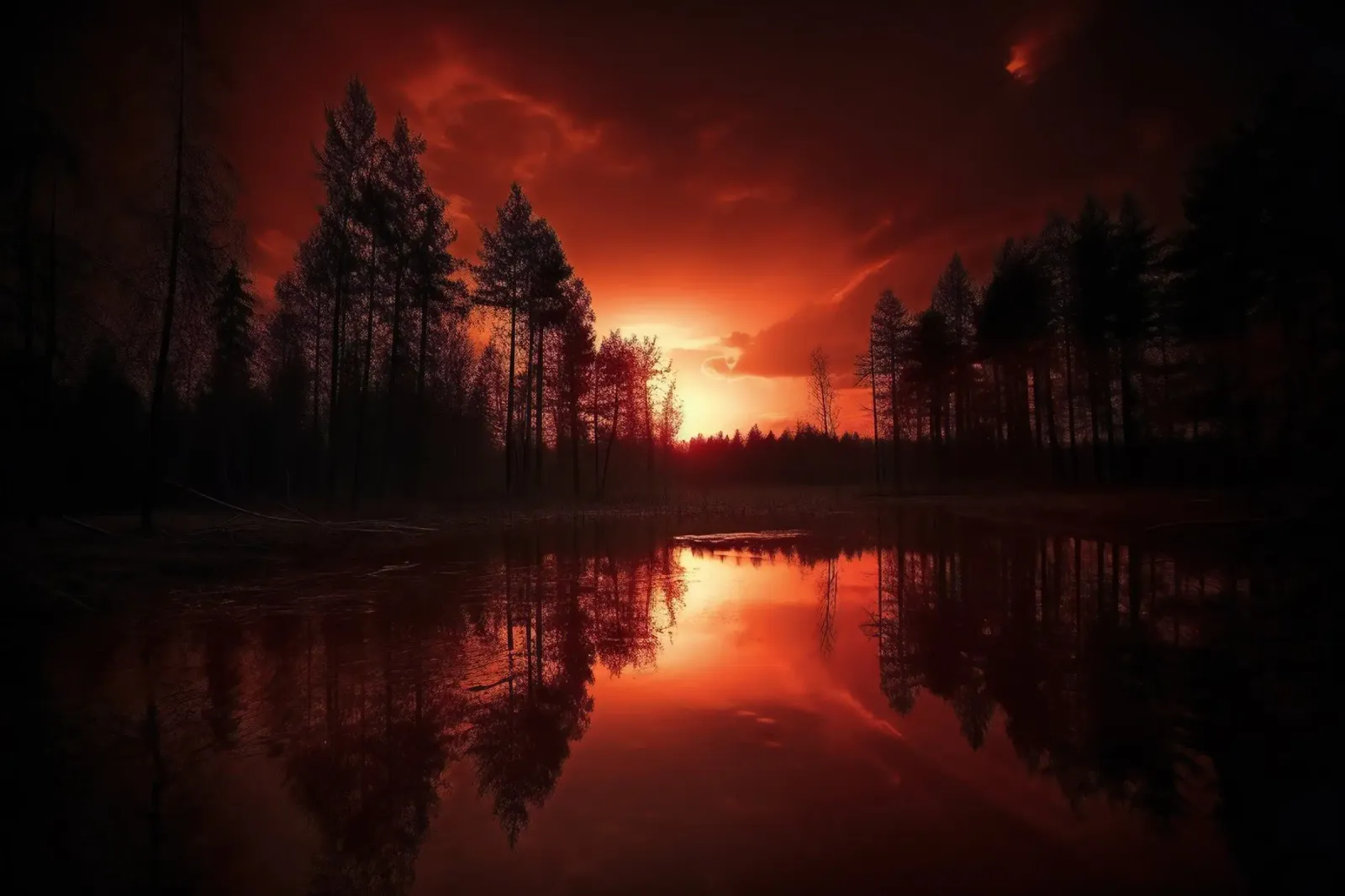 Sunset at the edge of the forest canvas by PosterPrint