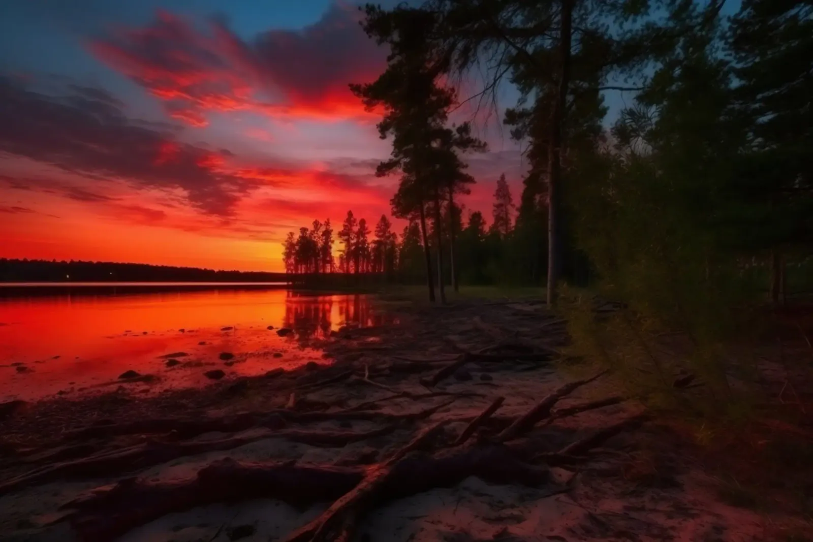 River landscape at sunset forex plate by PosterPrint