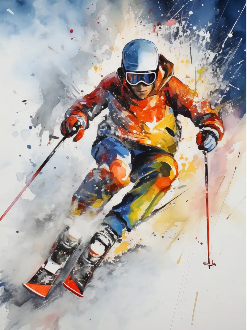 Alpine Skiing Watercolor 2 hahnemühle by Mateo