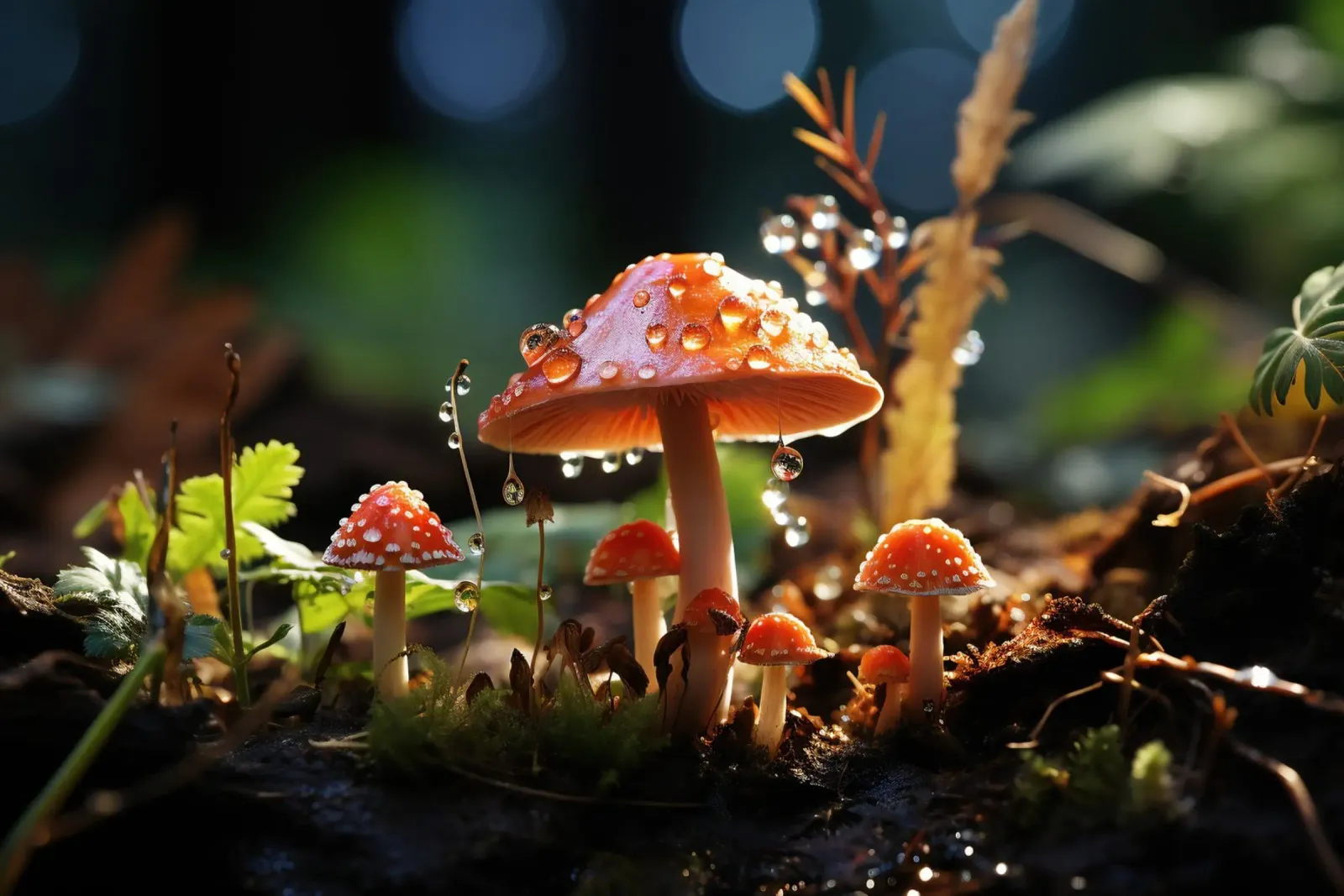 Macro photo of mushrooms canvas by PosterPrint
