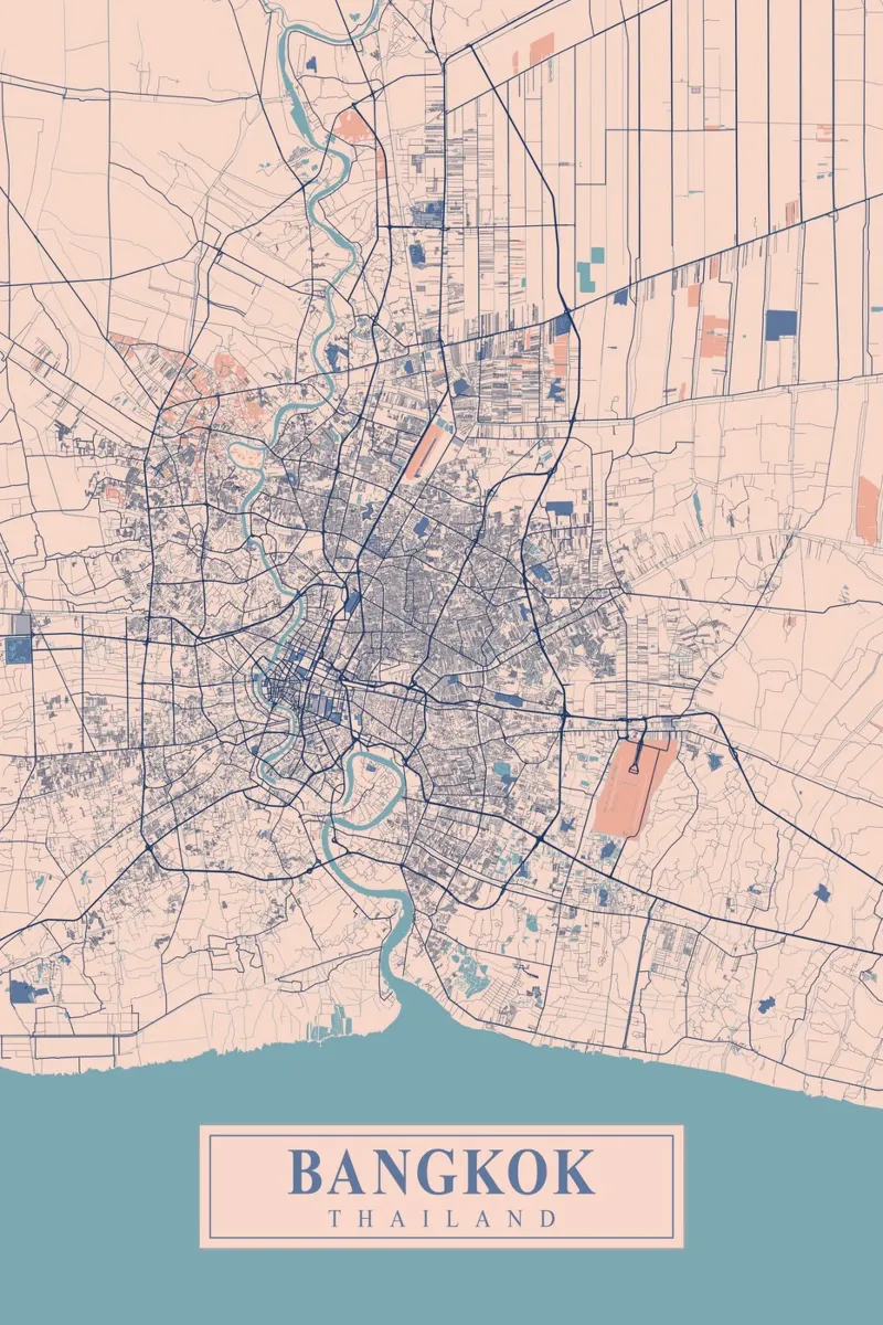 Poster di street art di Bangkok - Mappa moderna della città poster da CityMapPoster