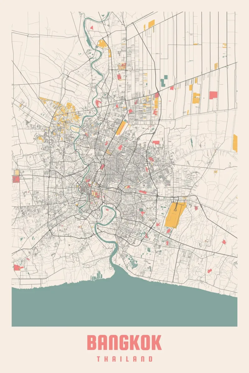 Poster della città di Bangkok carta hahnemühle da CityMapPoster