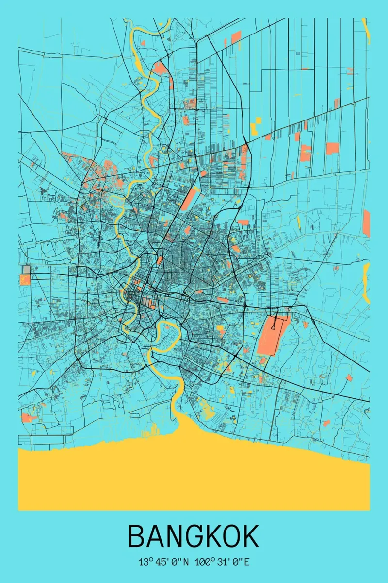 Mappa di Bangkok Stadt carta hahnemühle da CityMapPoster