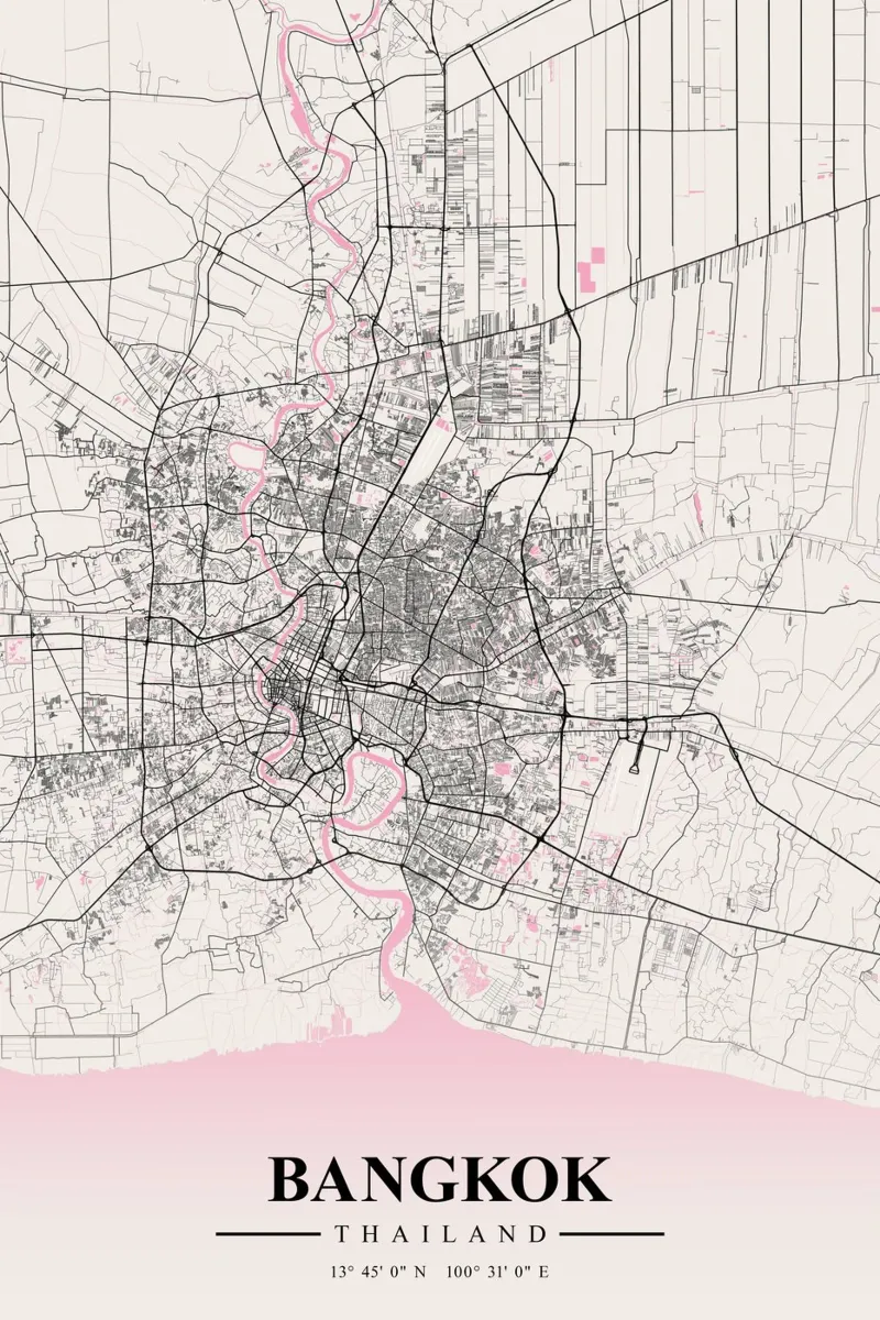 Stampa d'arte di Bangkok - Mappa geometrica della città poster da CityMapPoster