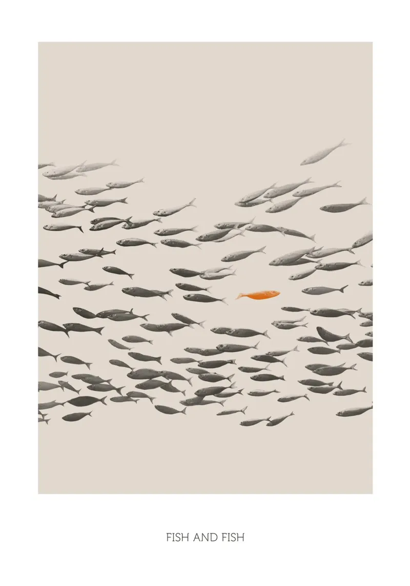 Fish and Fish poster with plastic frame by Sarah Bühler