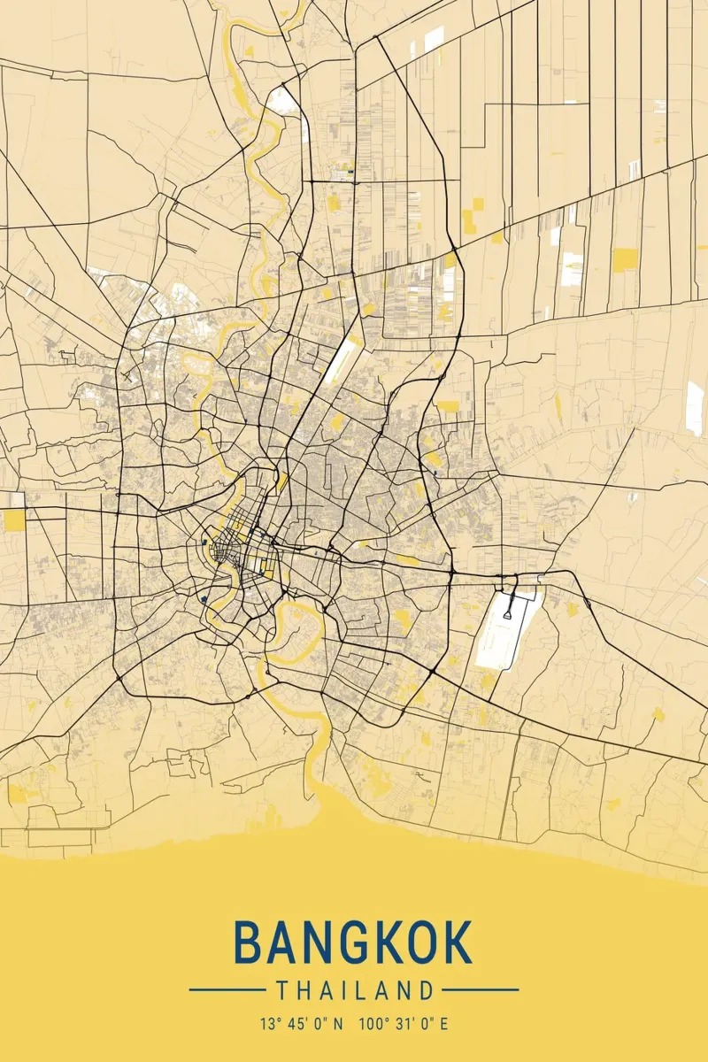 Poster di Bangkok - Design moderno e minimalista poster da CityMapPoster