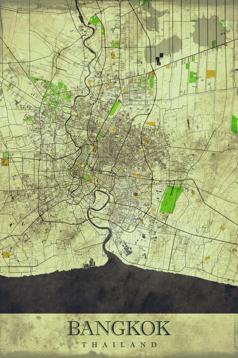 Mappa di Bangkok Vintage carta hahnemühle da CityMapPoster