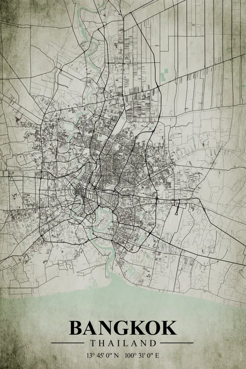 Mappa della città di Bangkok Vintage poster da CityMapPoster