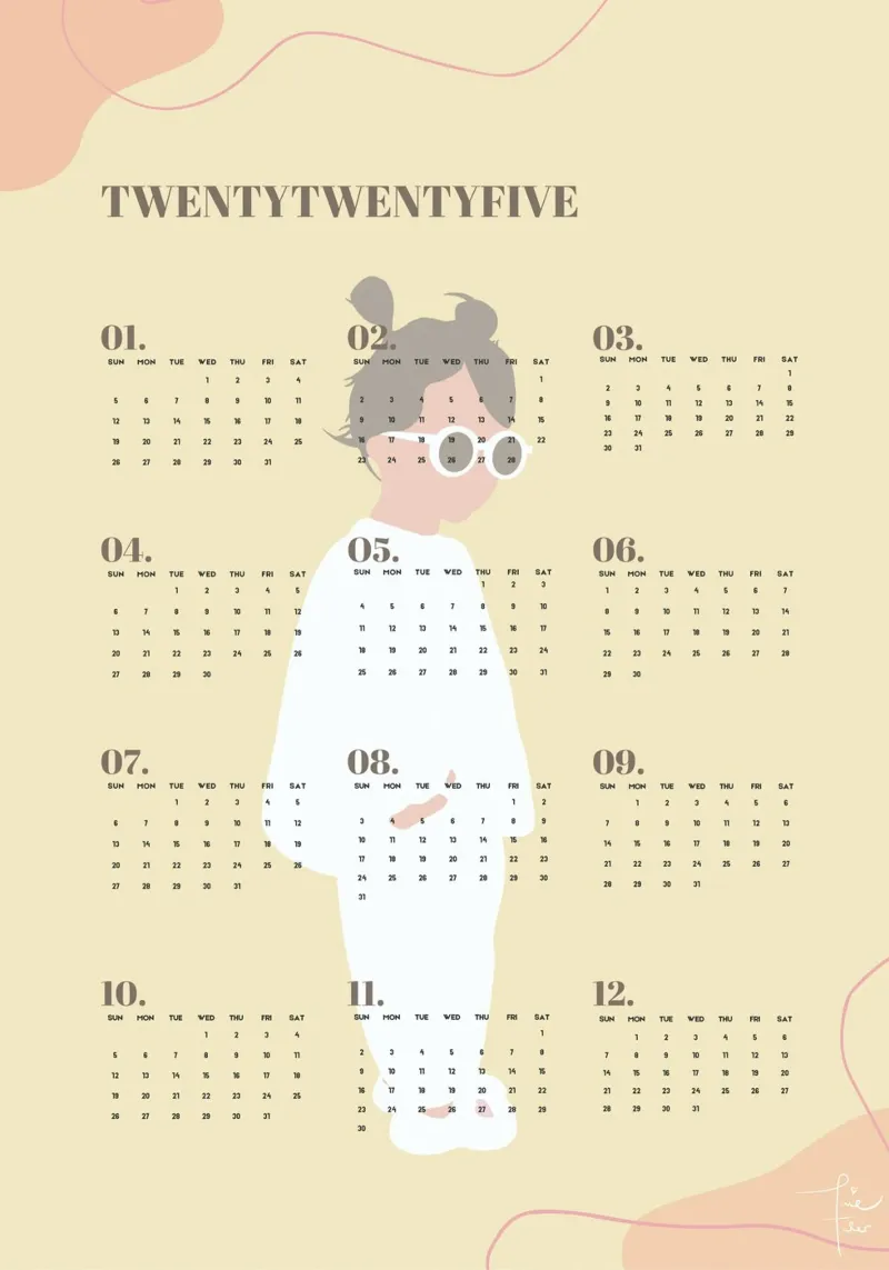 Calendario da parete 2025 LOLA - Versione inglese pannello forex da Tine Taler