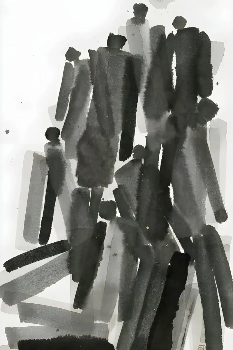 Acquerello Composizione di folla plexiglass da Kunst und Kontrast