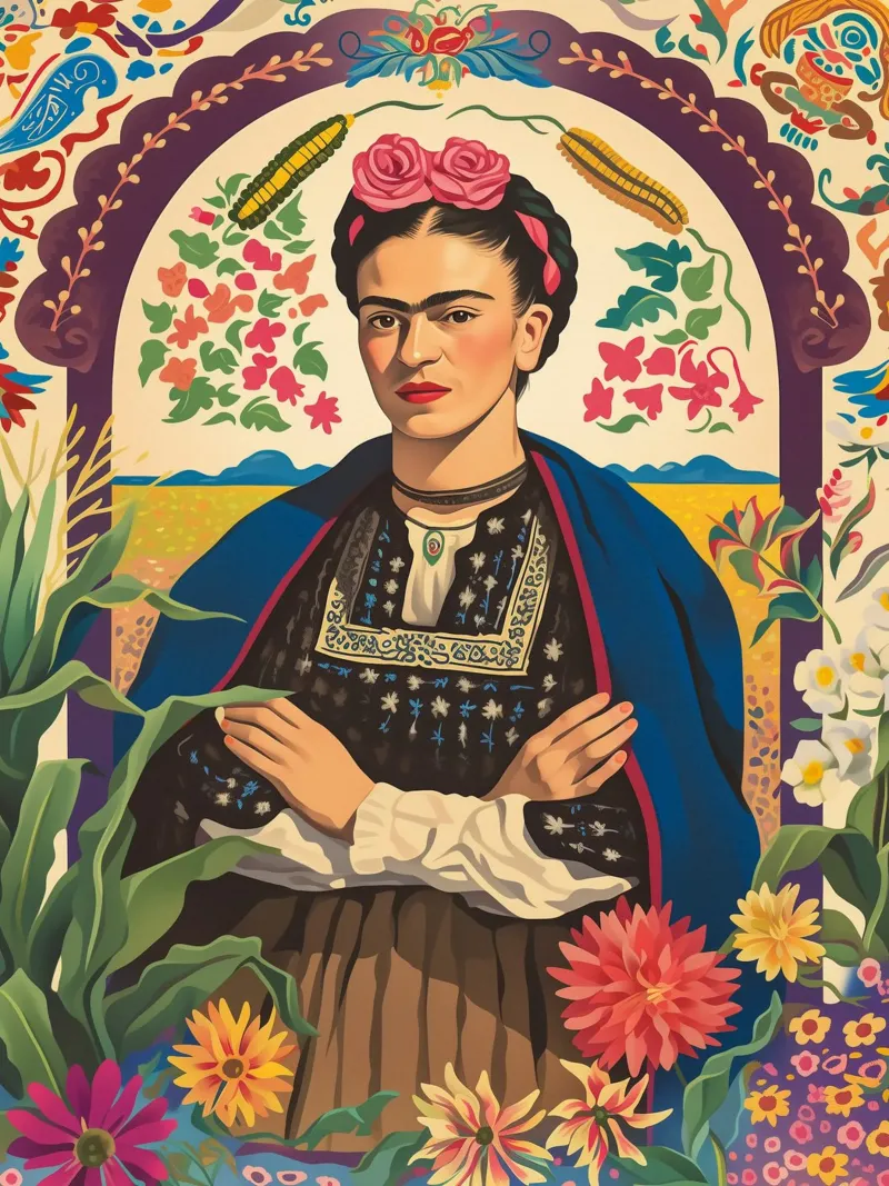 Il folklore botanico di Frida plexiglass da Carinaprint