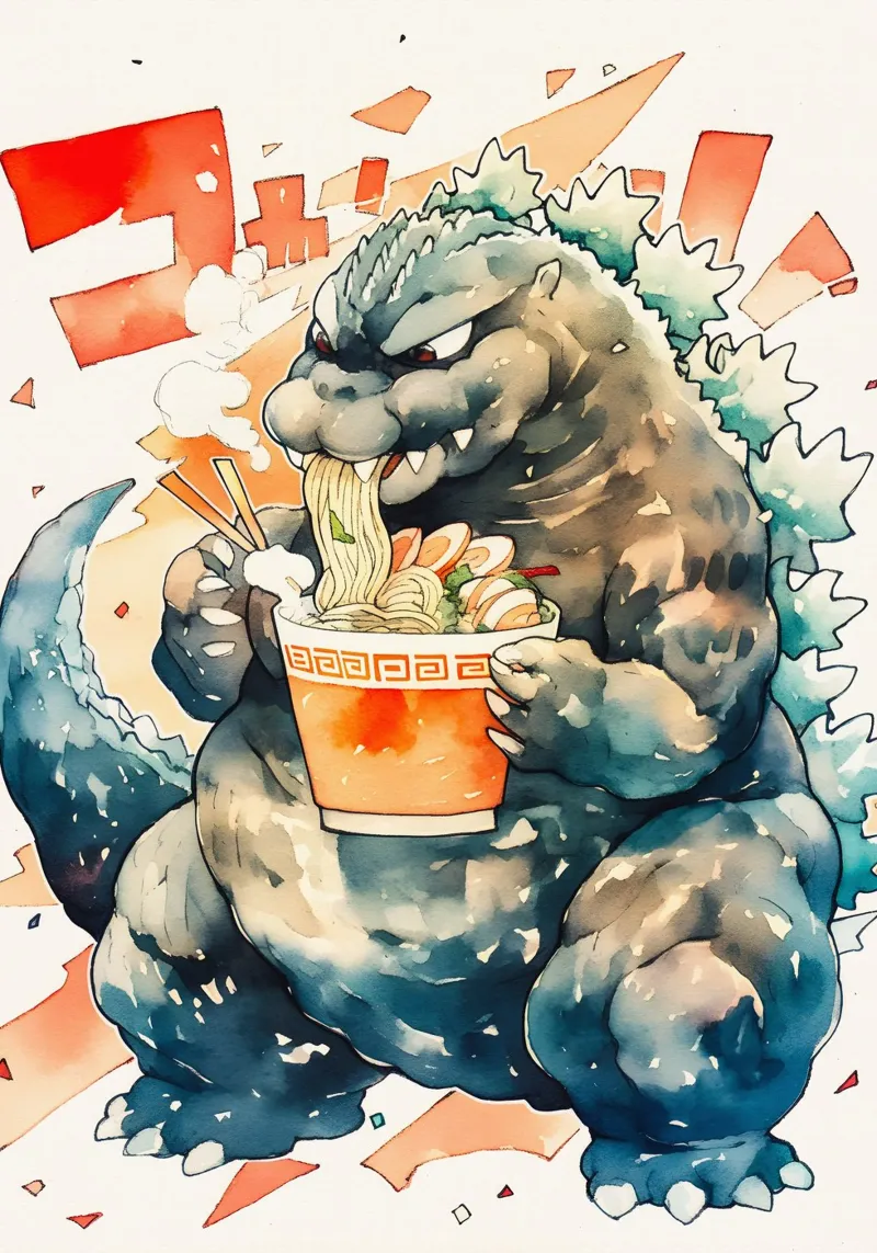 Godzilla Japan Ramen pellicola backlit da CreativeStudio