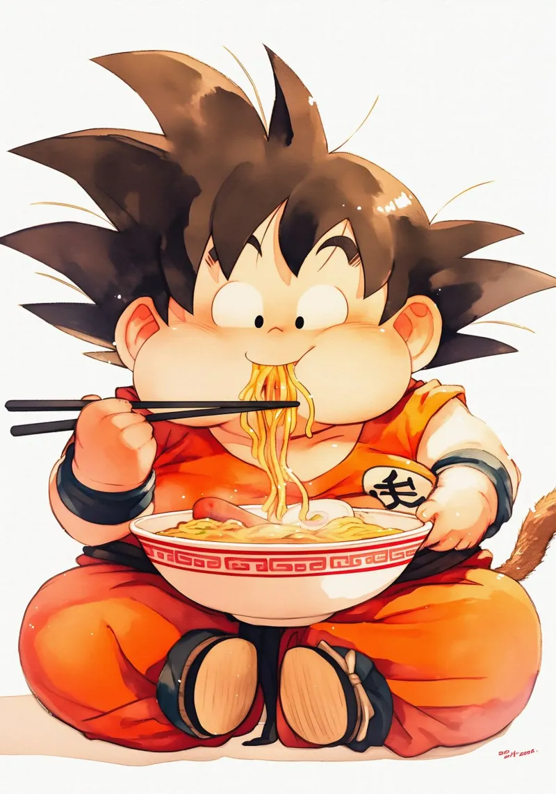 Goku From Dragon Ball Z Ramen poster con telaio in plastica da CreativeStudio