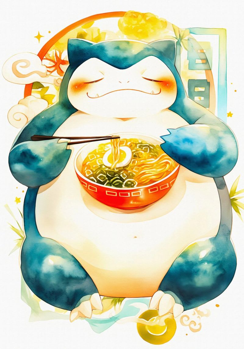 Snorlax From Pokemon Ramen canvas by CreativeStudio