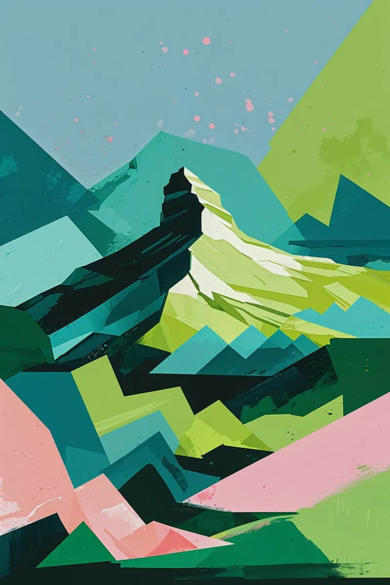Abstract Geometric Mountain Scene plexiglass da AlbertKlee