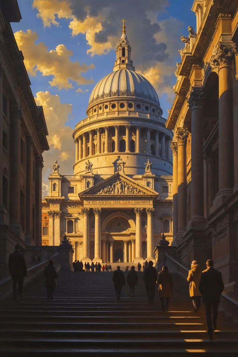 Golden Elegance: St. Paul's in the Morning Light alluminio dibond da AlbertKlee