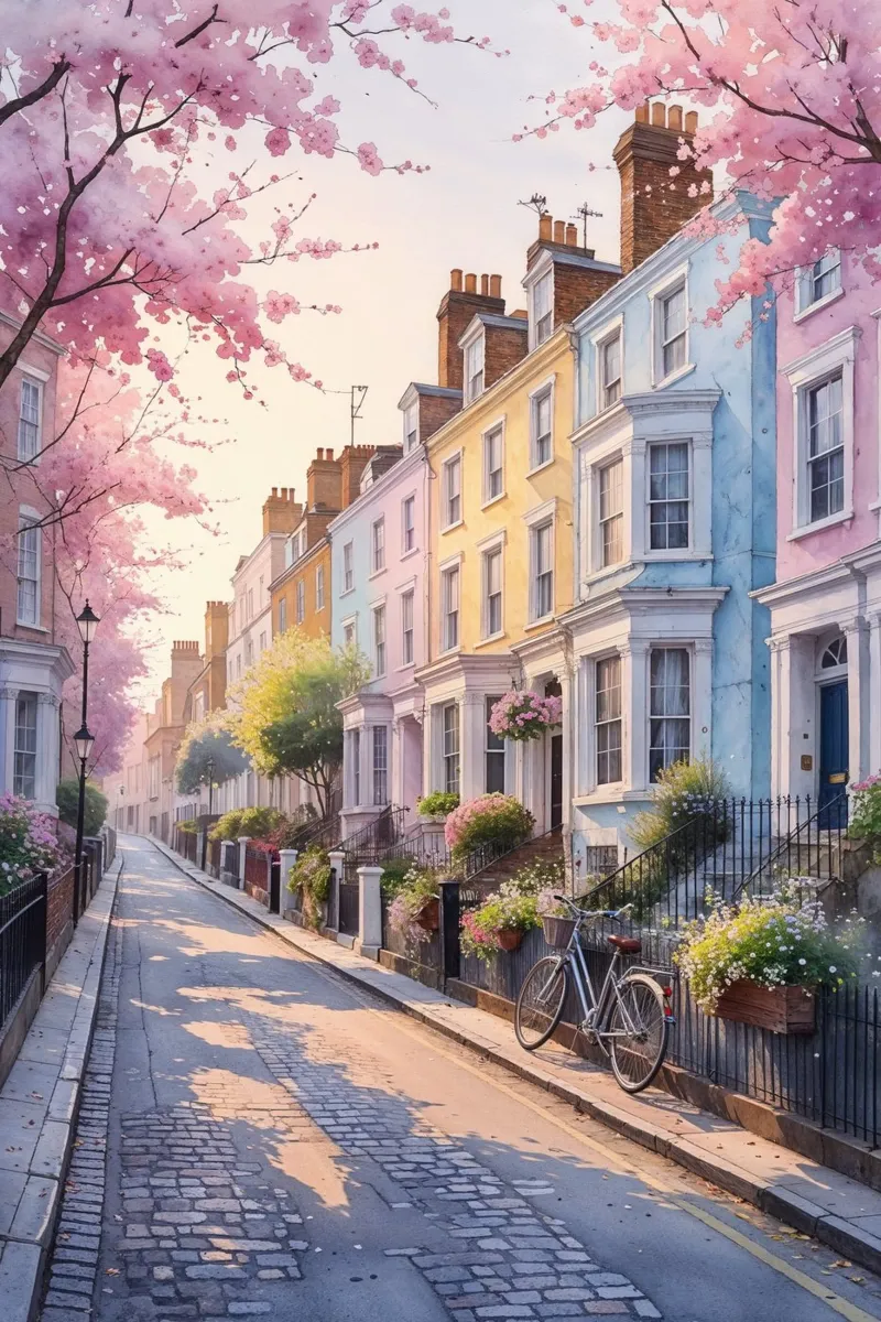 Springtime Charm in Notting Hill alluminio dibond da AlbertKlee