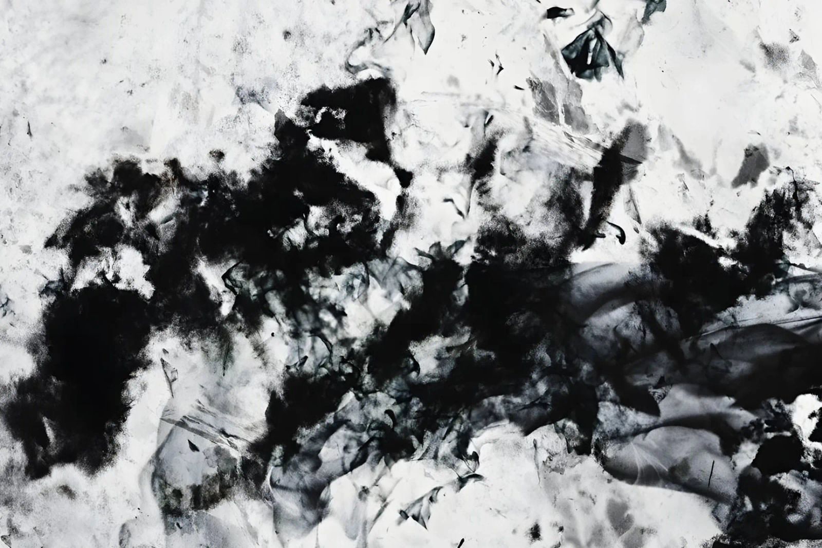 Abstrakte Rauchtextur in Schwarz-Weiß Leinwand von Kunst und Kontrast