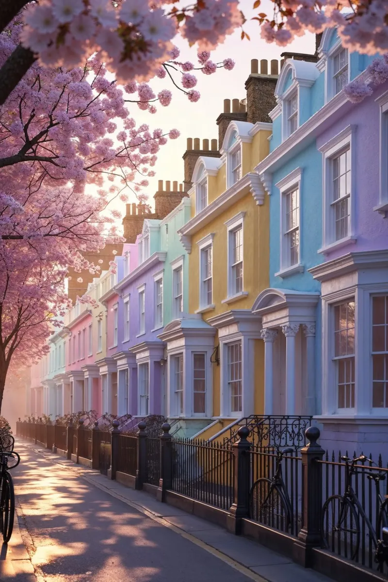 Hyperrealistic sunrise in Notting Hill tela da AlbertKlee