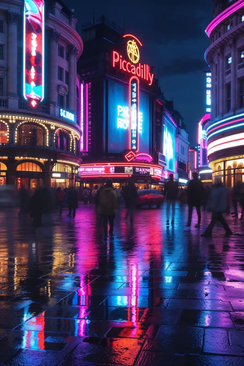 Piccadilly Circus Radiant at Night carta hahnemühle da AlbertKlee
