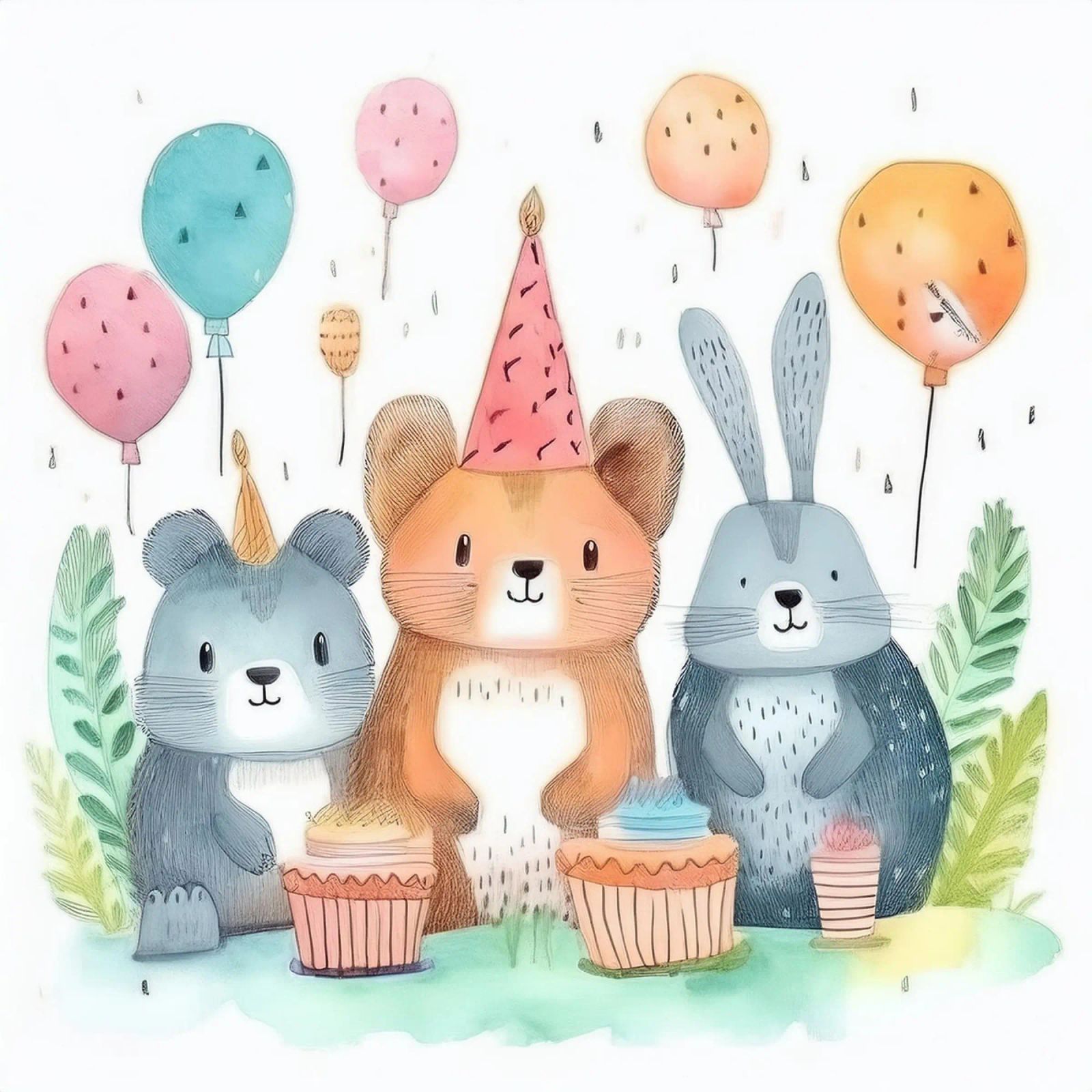 Adorable Animal Birthday Party – Whimsical Nursery Print poster by HoneyDesignsByK