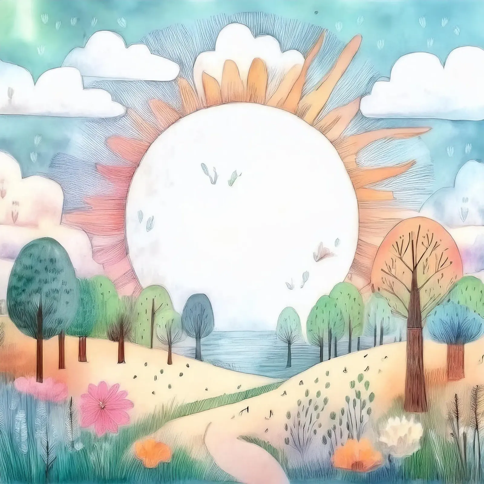 Paesaggio stravagante dell'alba - Stampa artistica da parete per vivaio poster con telaio in plastica da HoneyDesignsByK