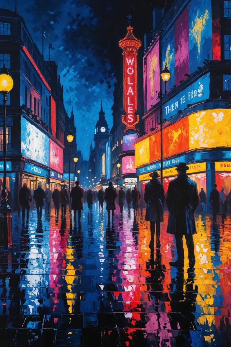 Vivid Neon Lights of Piccadilly Circus carta hahnemühle da AlbertKlee