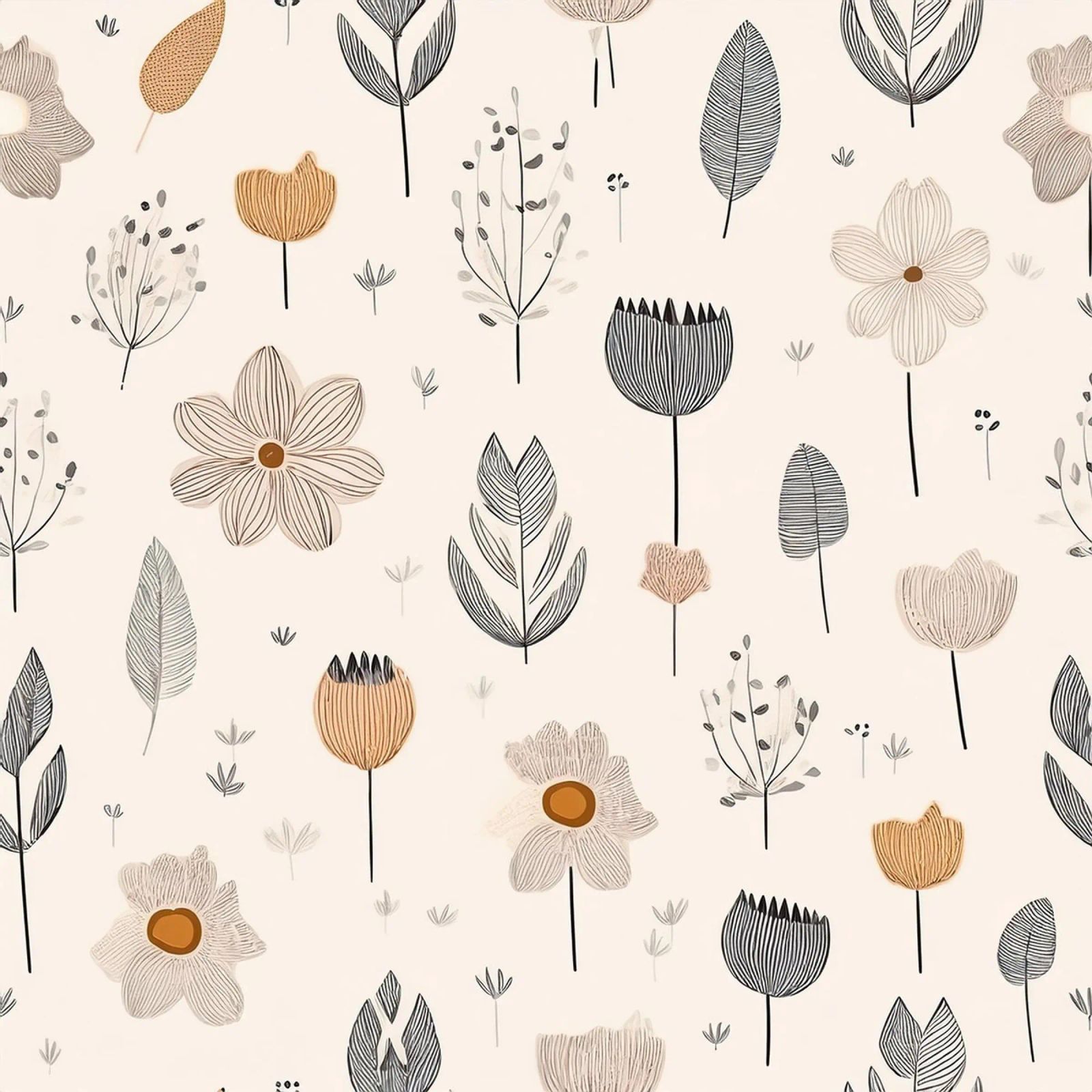 Minimalistisches Blumenmuster - Eleganter botanischer Wandkunstdruck Poster von HoneyDesignsByK