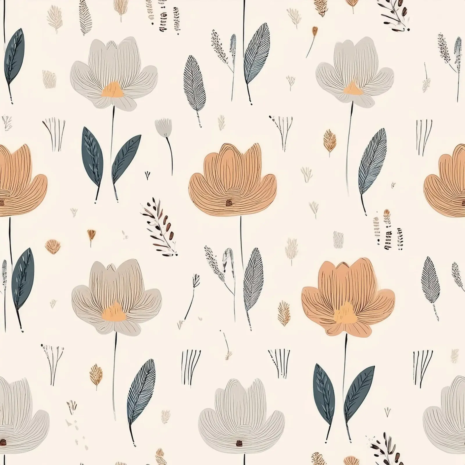 Modern Floral Pattern – Elegant Botanical Wall Art Print canvas with Floater frame by HoneyDesignsByK