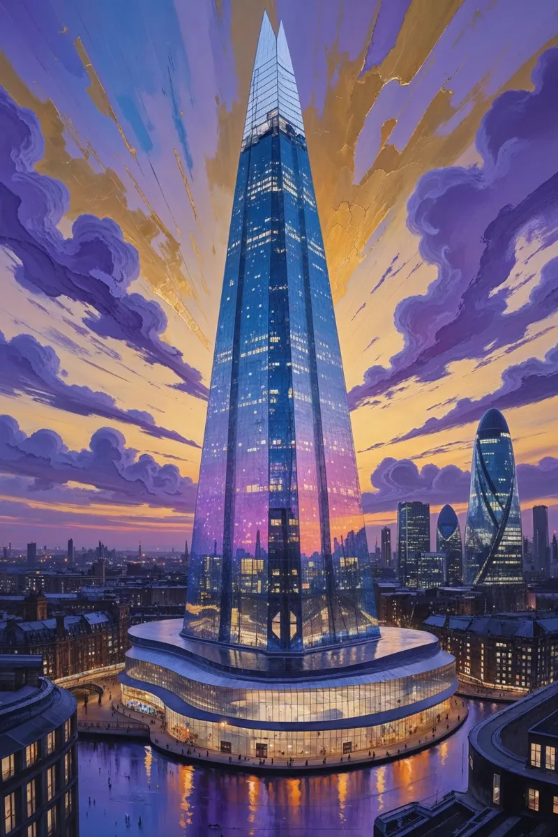 Dreamscape of The Shard at Sunset carta hahnemühle da AlbertKlee