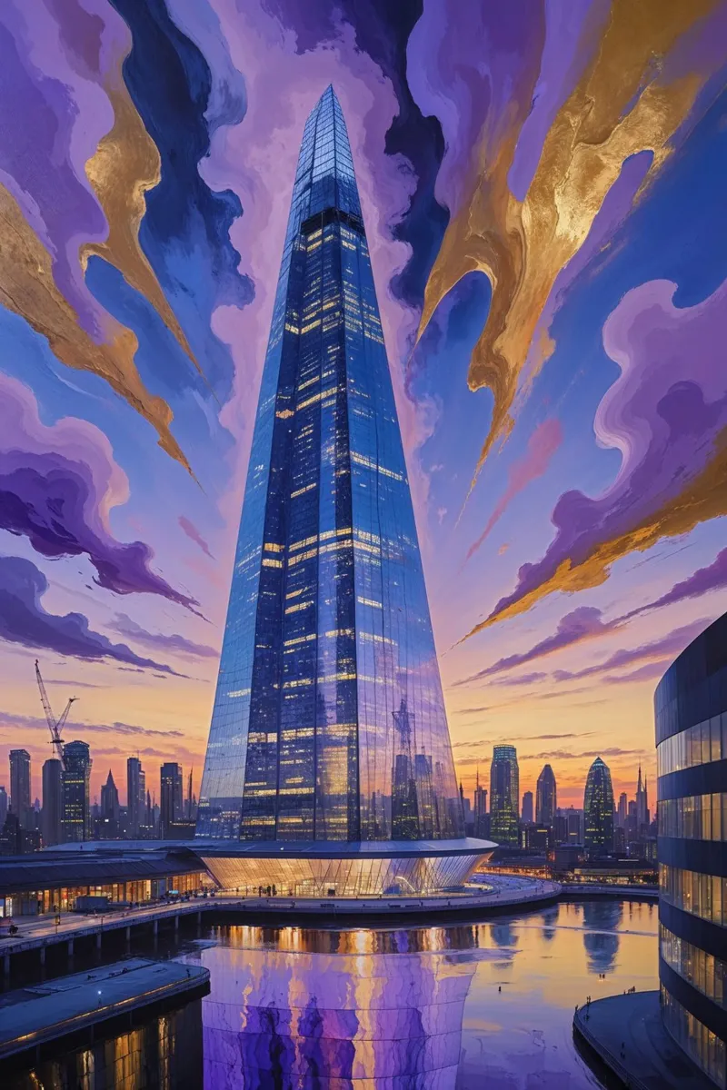 The Shard in a Mystical Evening Glow alluminio dibond da AlbertKlee