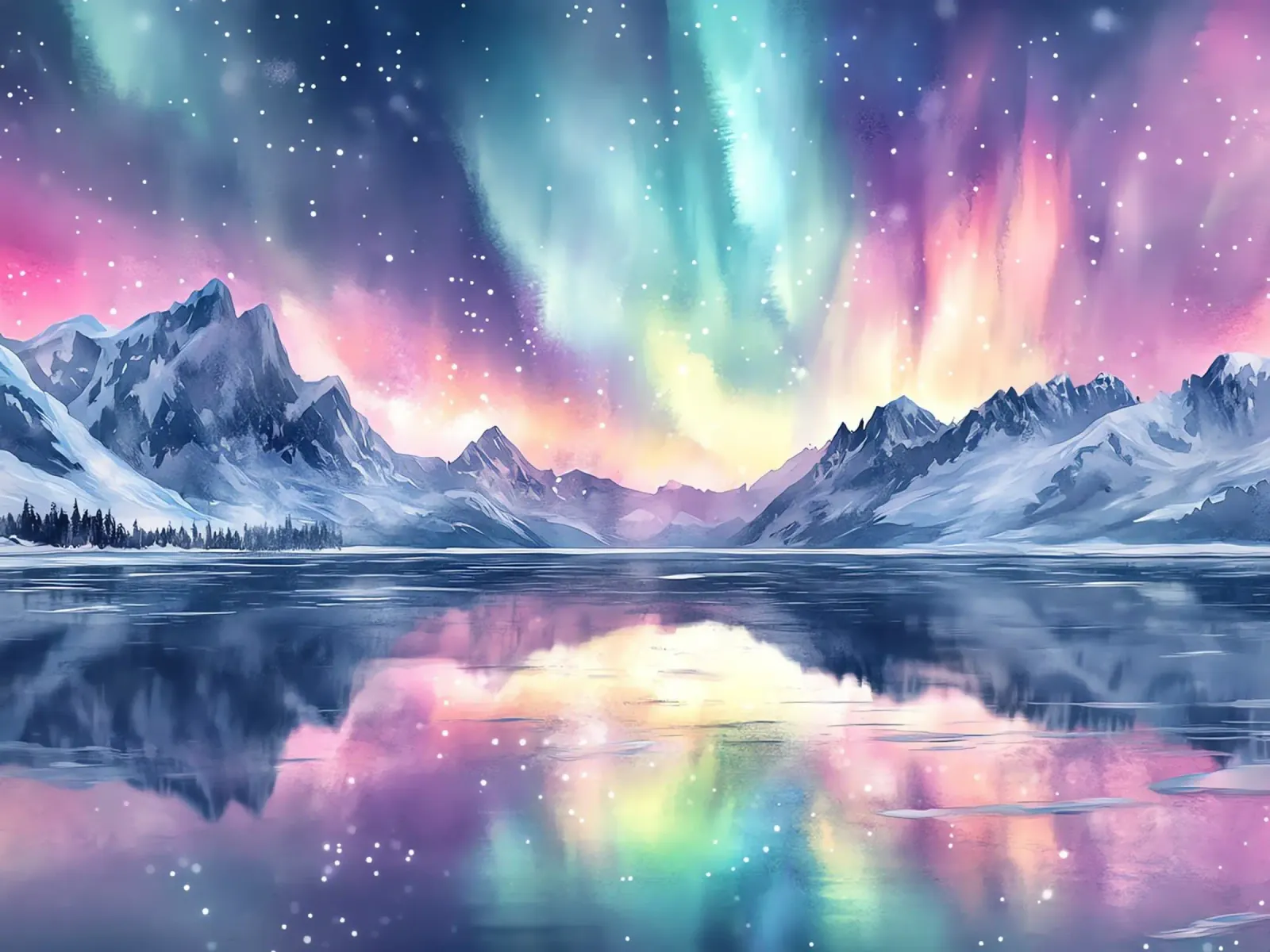 Reflets Polaires: l'aurora boreale ai piedi delle cime pellicola backlit da Théïa's Fantasia World