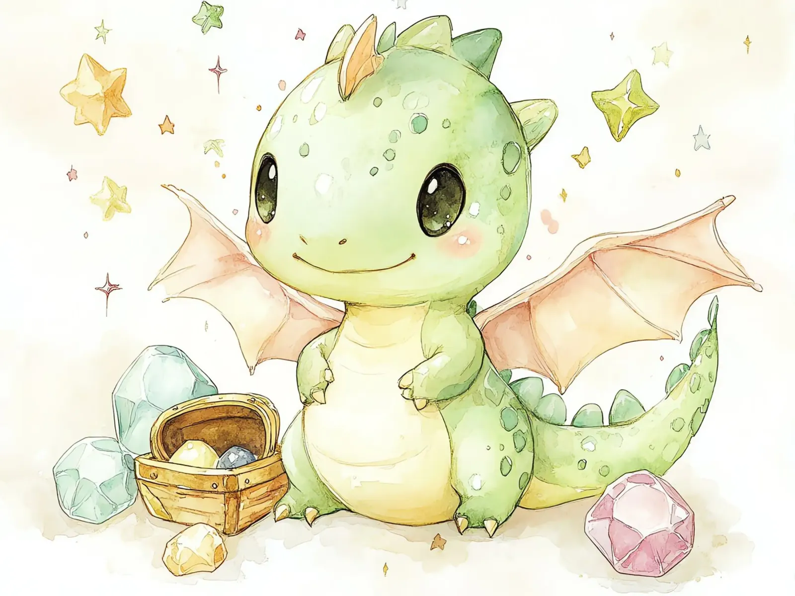 Mystische Schätze: Verzauberter Drache unter den Kristallen Poster mit Kunststoffrahmen von Théïa's Fantasia World