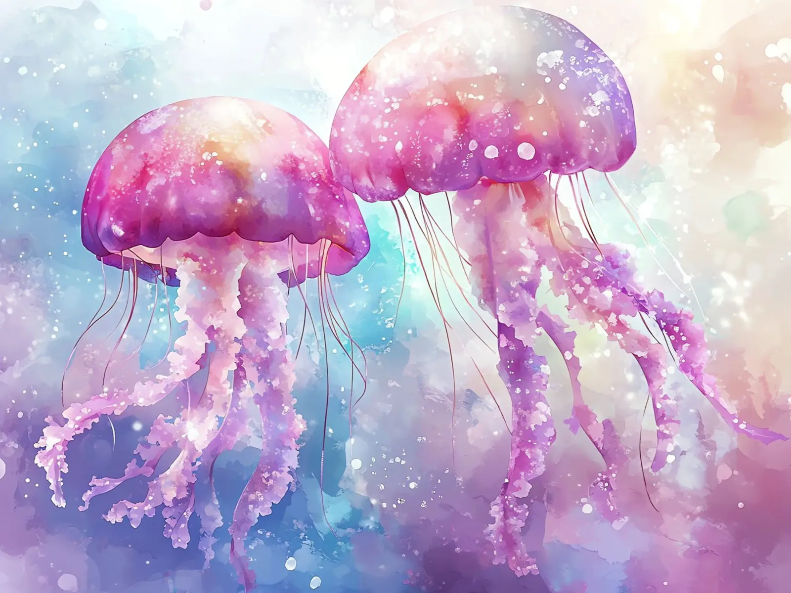 Violet Duo: De sierlijke Medusa-tweeling canvas met Baklijst van Théïa's Fantasia World