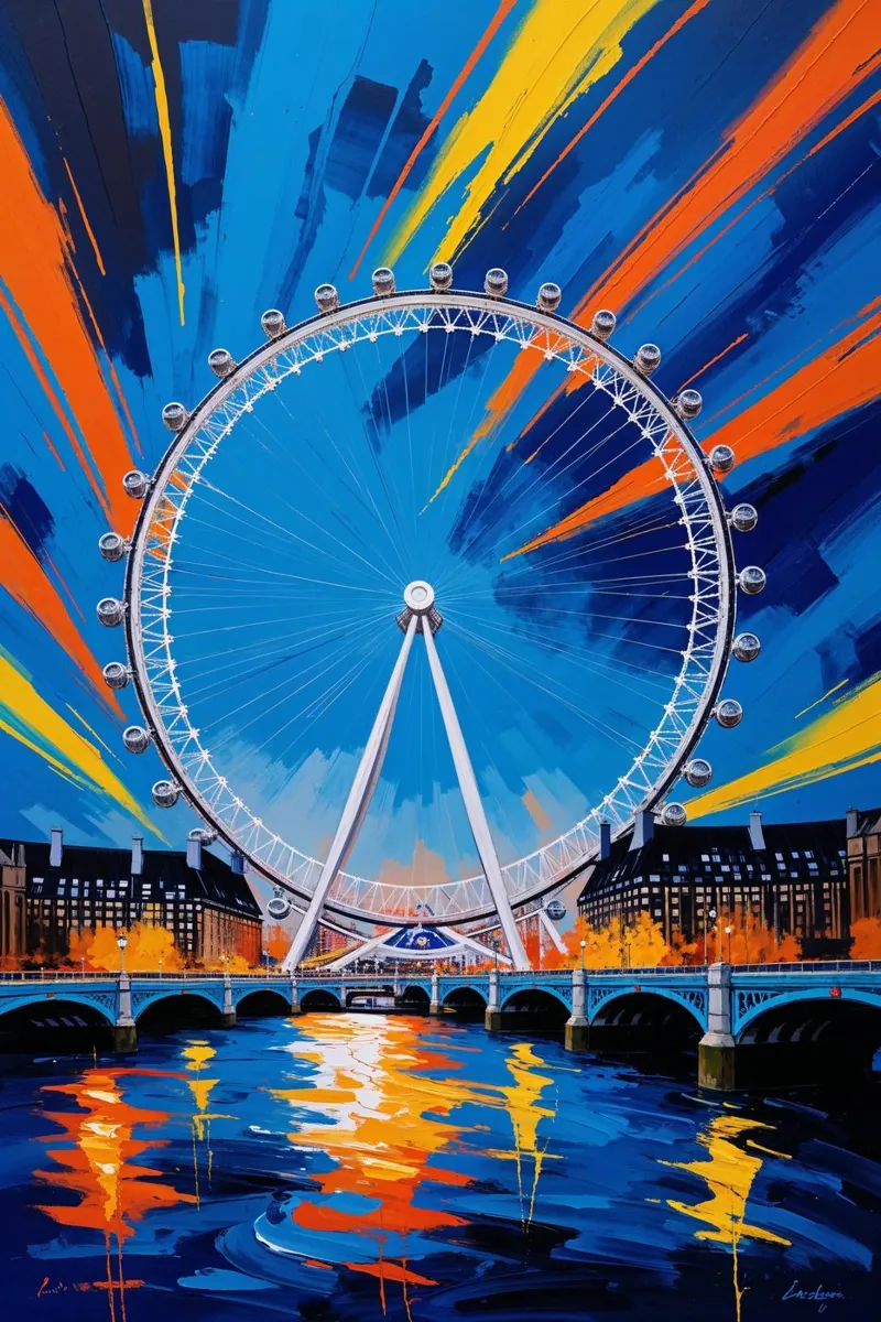 Abstract Expressionist Depiction of the London Eye poster con telaio in plastica da AlbertKlee