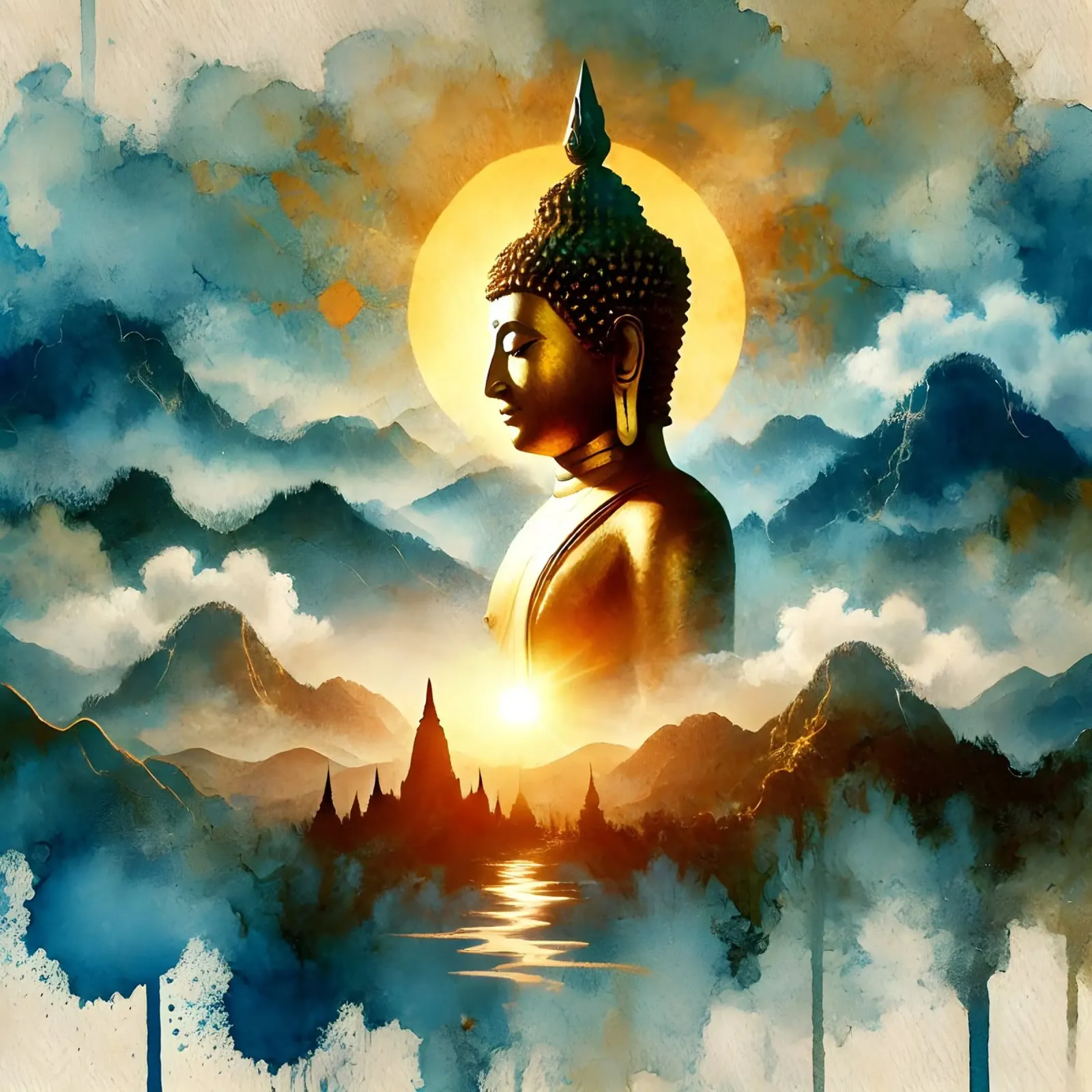 Buddha - Aquarell-Stil pellicola backlit da spiritual