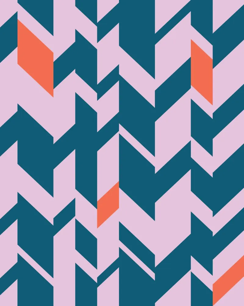 Chevron print - groenblauw, roze en oranje geometrisch ontwerp poster van kookiepixel