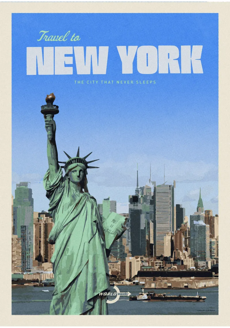 Viaggio a New York poster con telaio in alluminio da Mercury Club