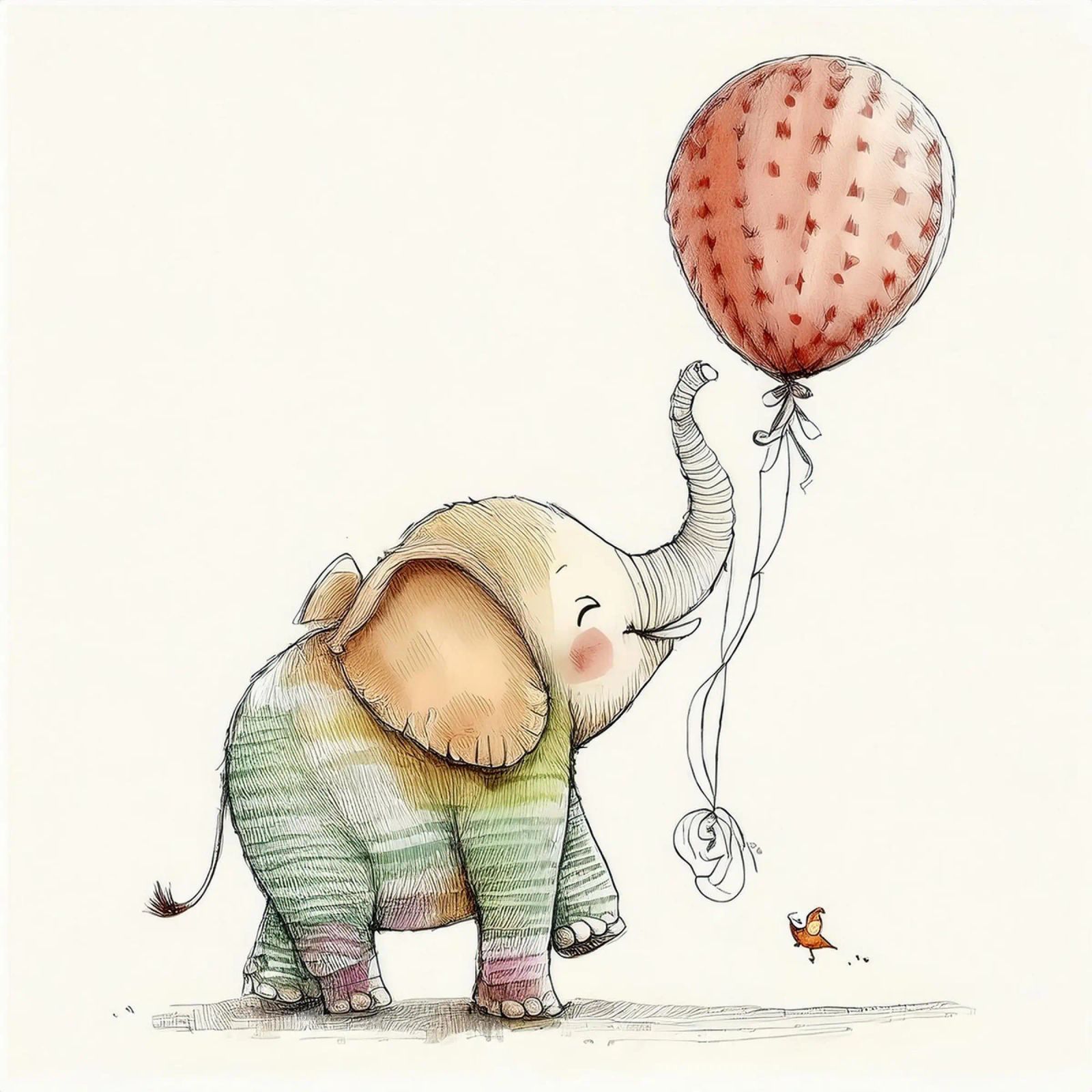 Verspielter Elefant mit Luftballon - Kinderzimmer Kunst Poster von HoneyDesignsByK