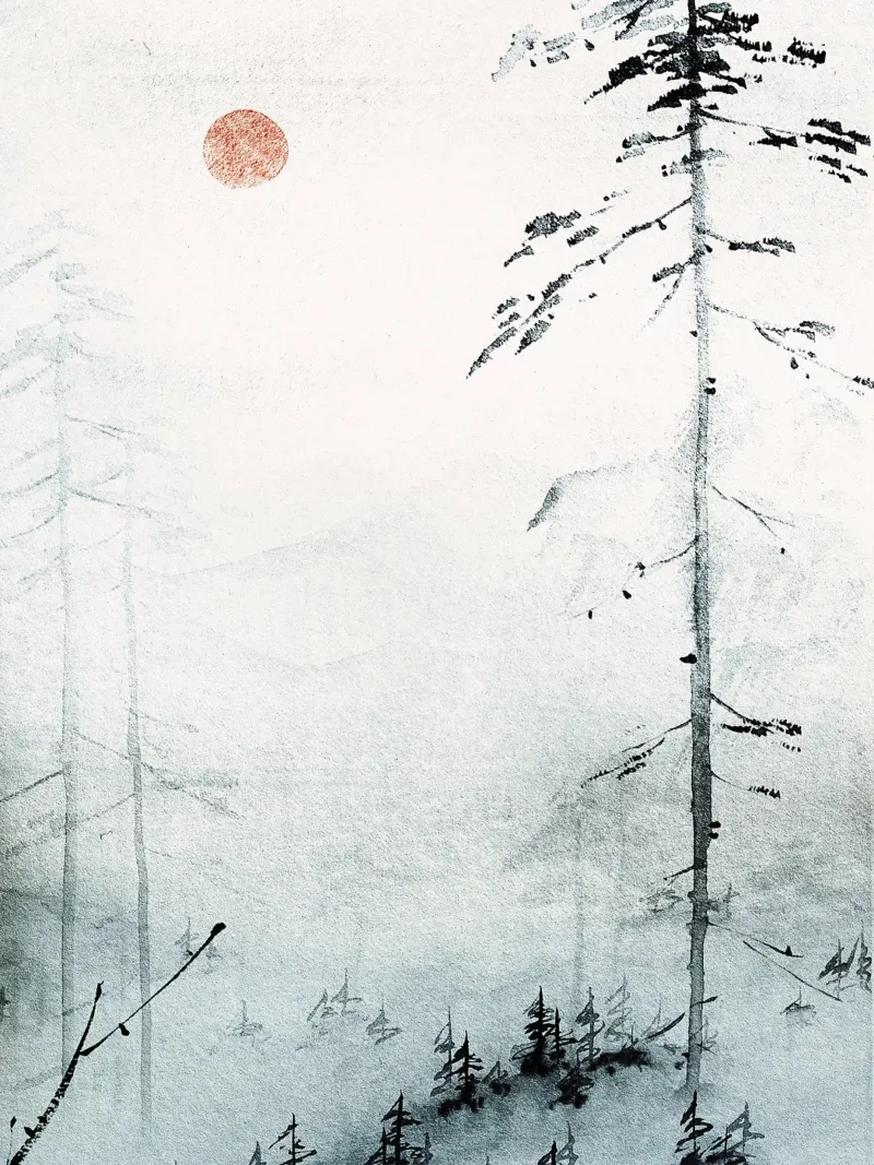 Japan Harmony No poster con telaio in legno da treechild