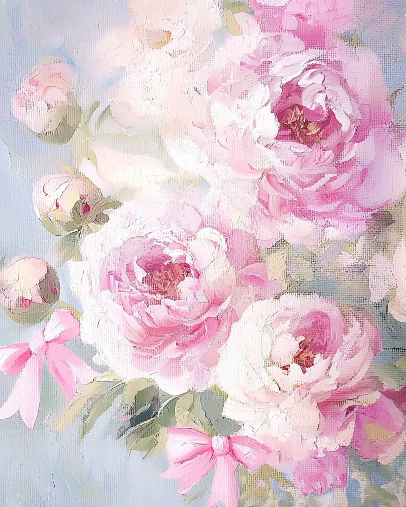 Fiore astratto di primavera Peonie Rosa Fiocco Botanico Floreale poster con telaio in plastica da Gentle Echoes Art