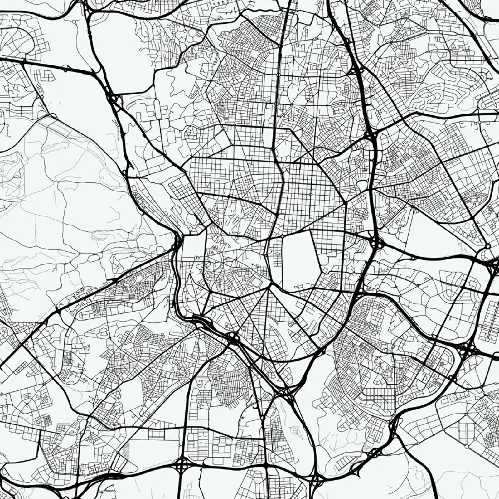 Madrid White poster con telaio in legno da Urban Maps