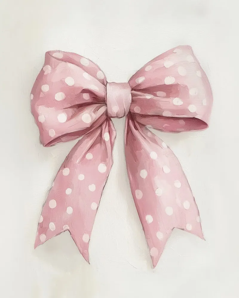 Pink Bows Polka Dots Retro Vintage Feminine Coquette Art poster with plastic frame by Gentle Echoes Art