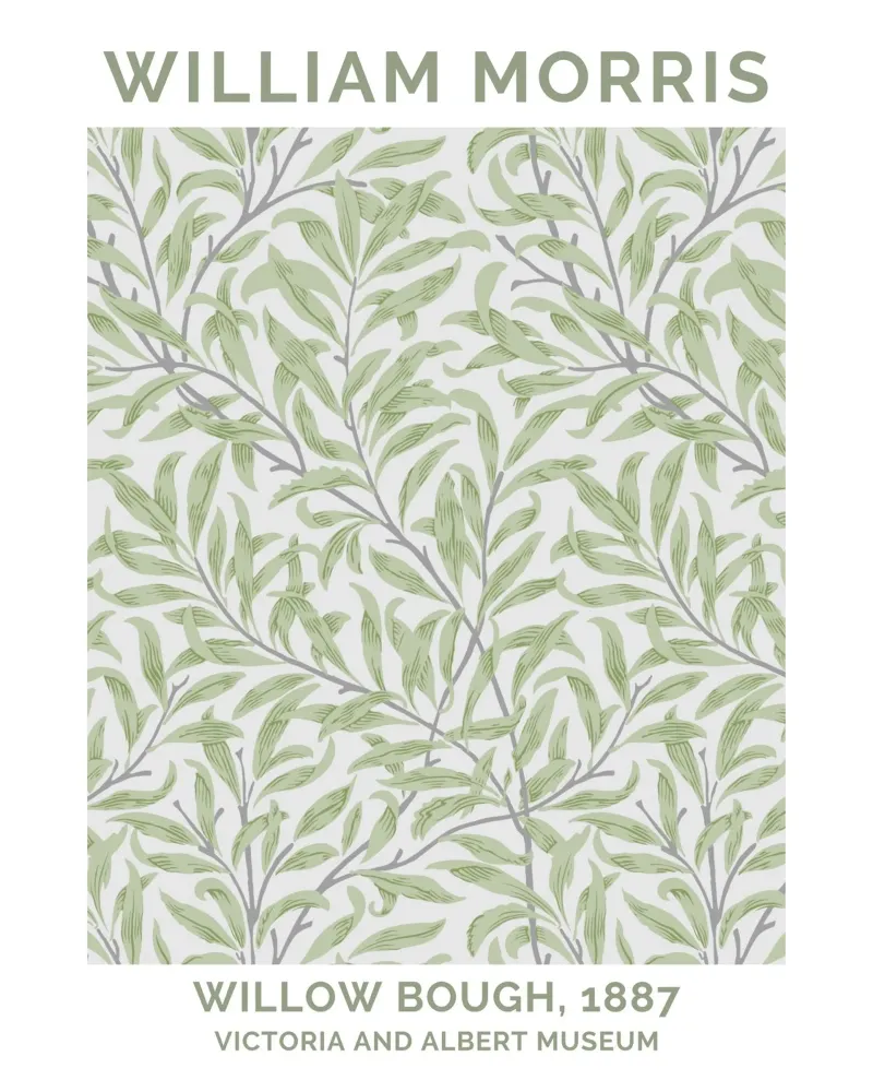 William Morris Wilgenboom, Vintage Muurkunst, Sage Patroon acryl van ArtHaus