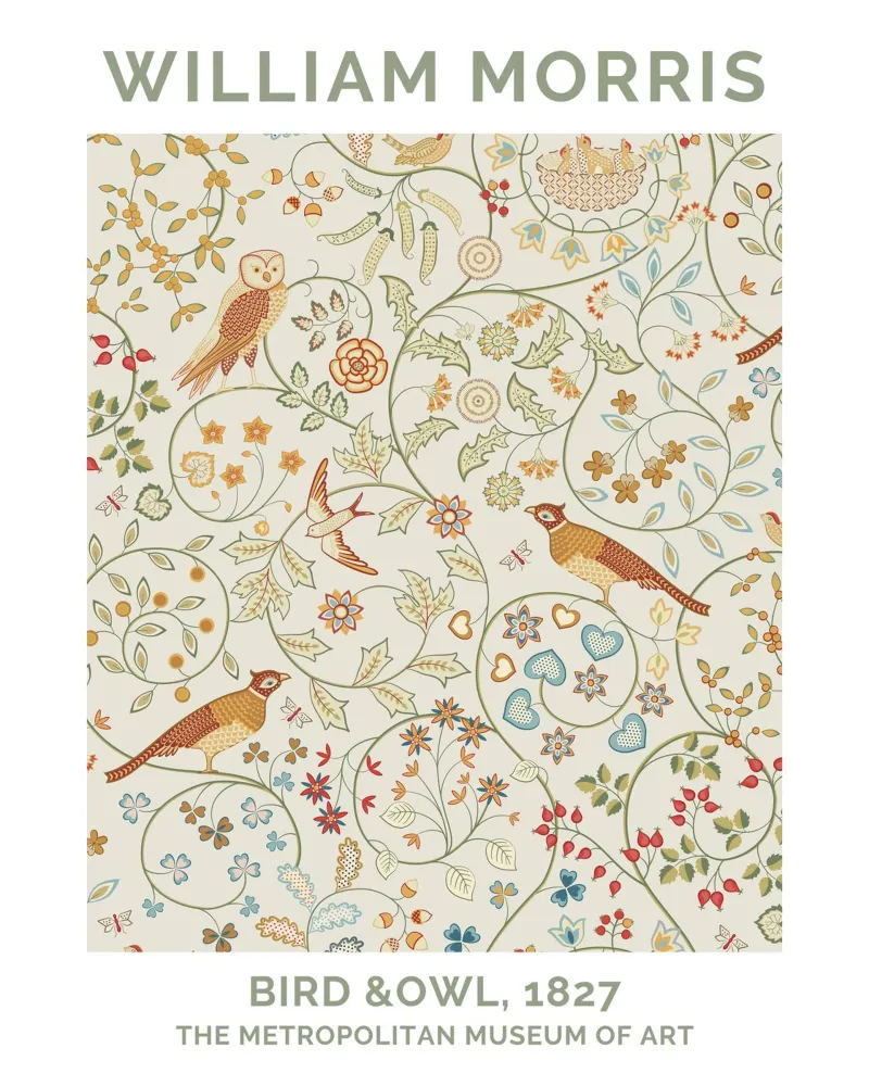 Stampe William Morris, arte murale botanica, decorazione con stampa di uccelli poster con telaio in legno da ArtHaus