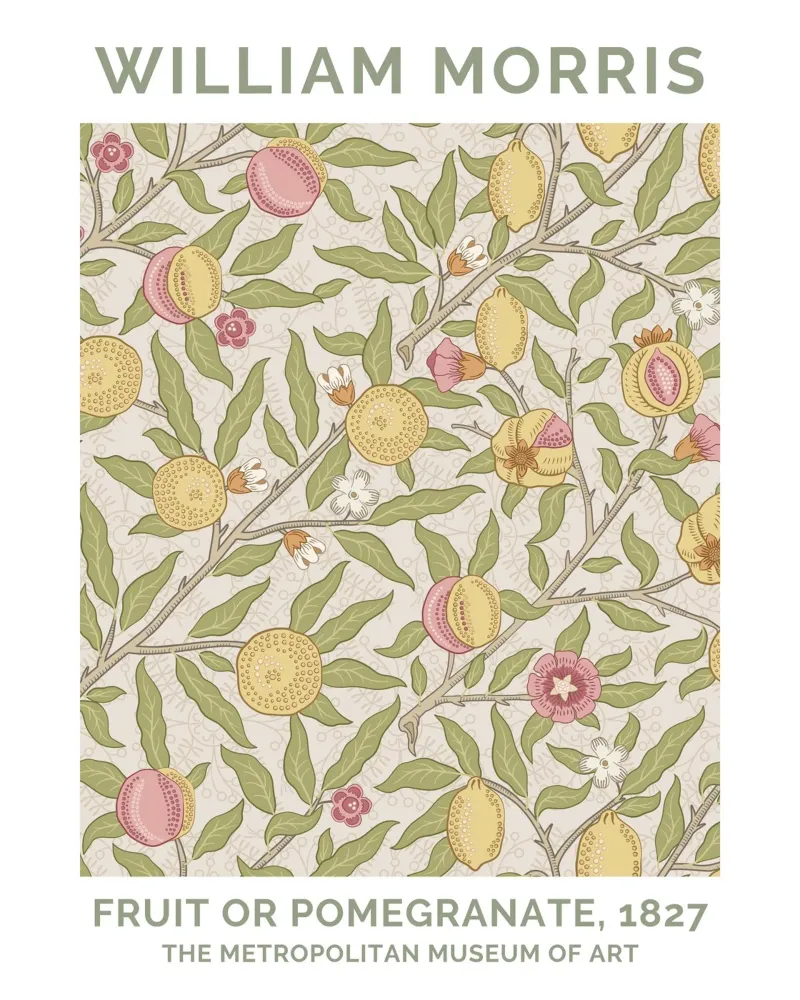 William Morris Stampa di melograni e uccelli, poster d'epoca poster con telaio in plastica da ArtHaus