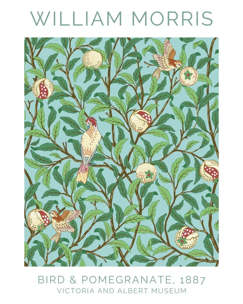 William Morris Botanical, Bird Artwork, Nature Lover Decor canvas by ArtHaus